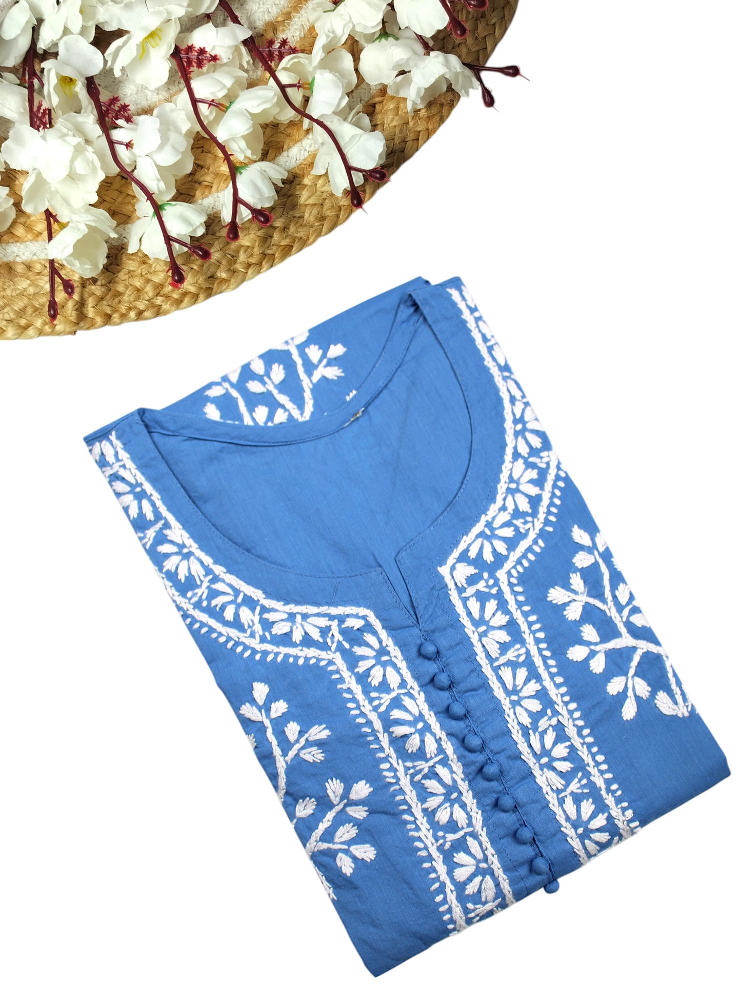 DUA POWDER BLUE COTTON LONG KURTA