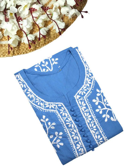 DUA POWDER BLUE COTTON LONG KURTA