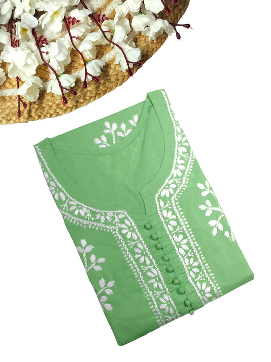 DUA SEA GREEN COTTON LONG KURTA