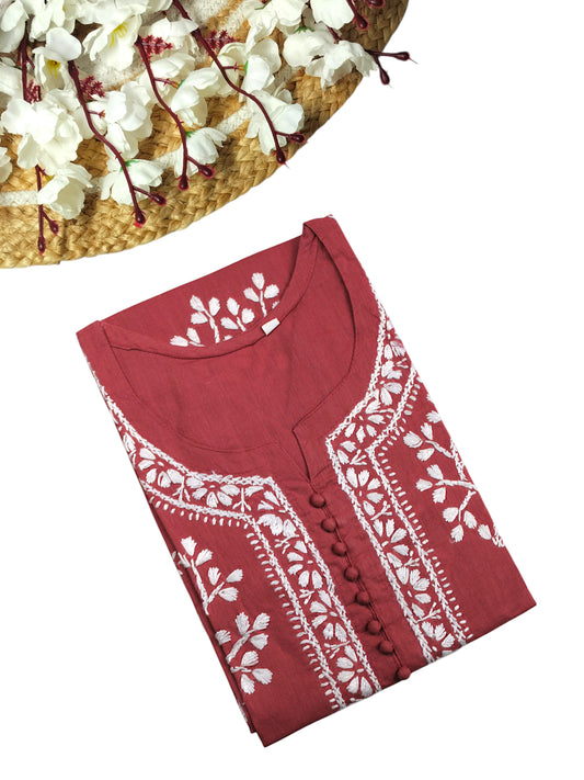 DUA RUSTY ORANGE COTTON LONG KURTA