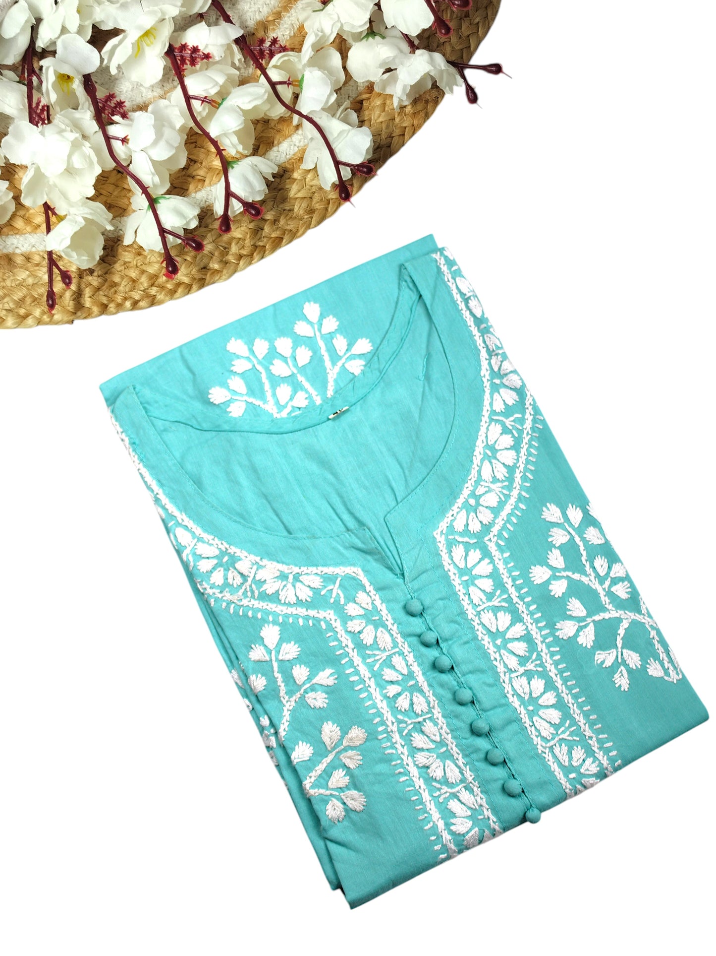 DUA SEA BLUE COTTON LONG KURTA