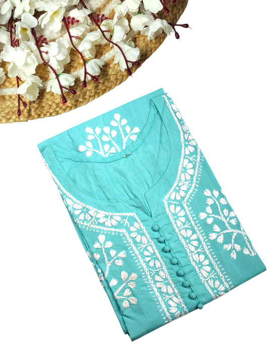 DUA SEA BLUE COTTON LONG KURTA