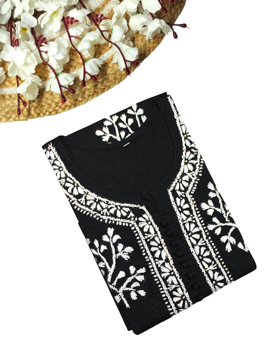 DUA BLACK COTTON LONG KURTA