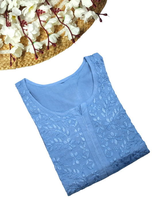 HUDA BLUE DUAL SHADE MODAL LONG KURTA