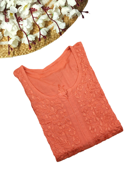 HUDA RUSTY ORANGE DUAL SHADE MODAL LONG KURTA