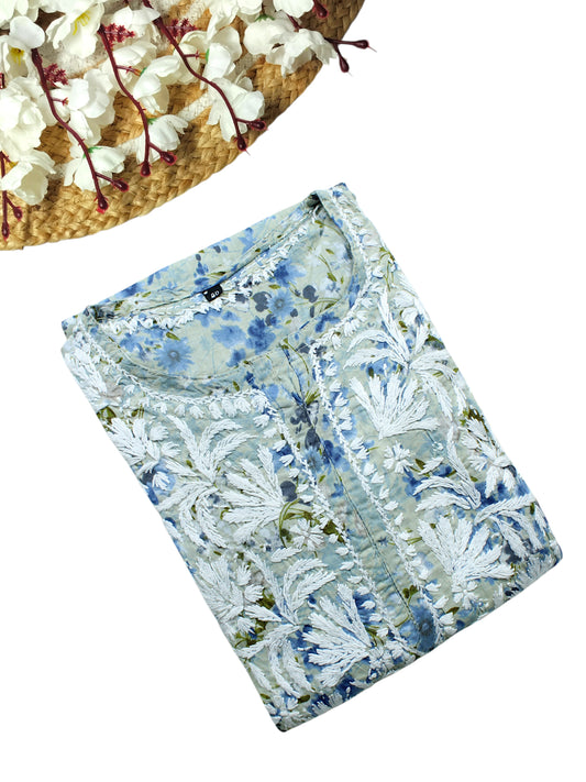 AIRA BLUE MULMUL LONG KURTA