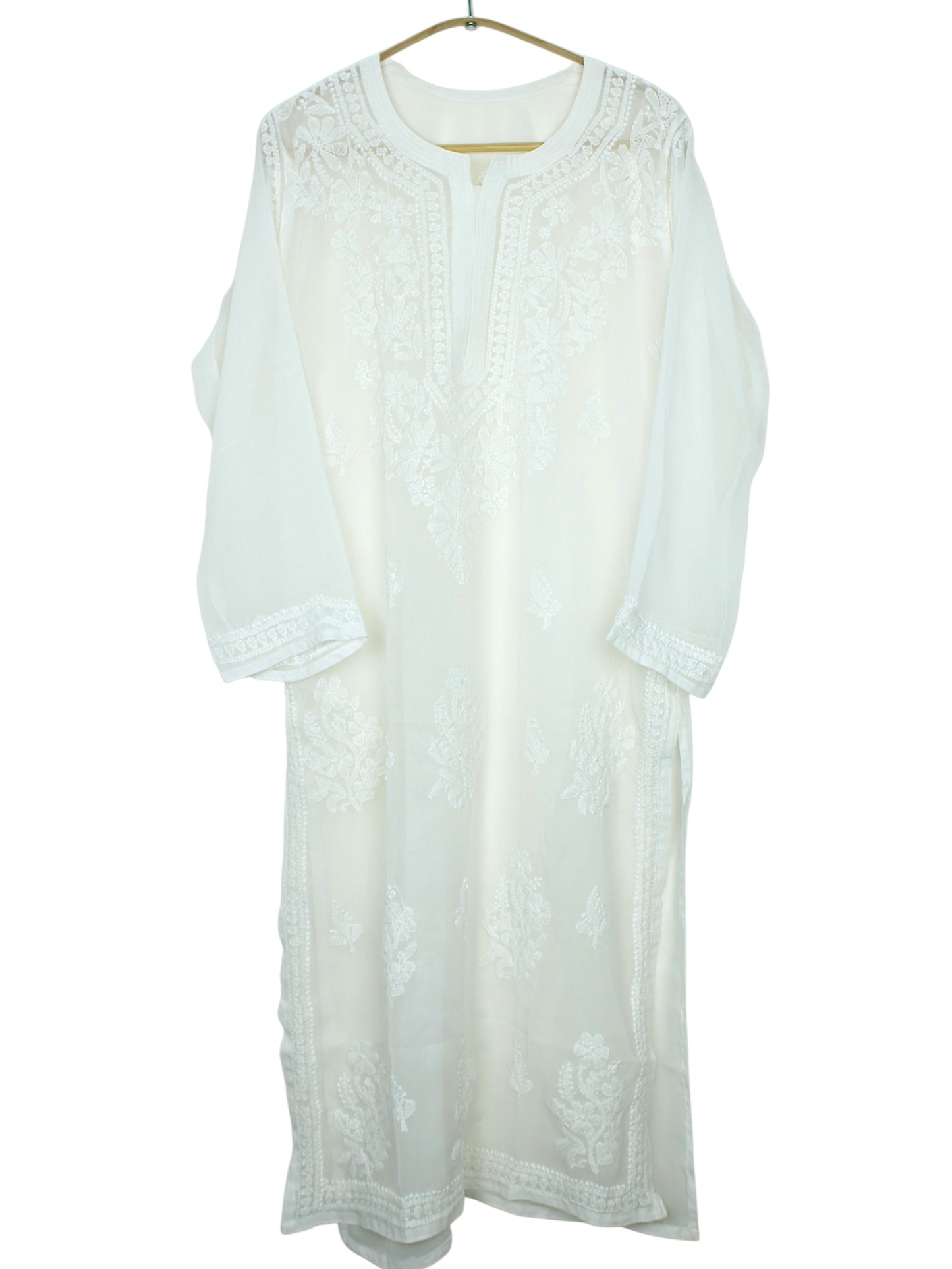 LAYLA WHITE GEORGETTE LONG KURTA