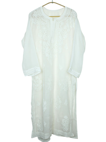 LAYLA WHITE GEORGETTE LONG KURTA