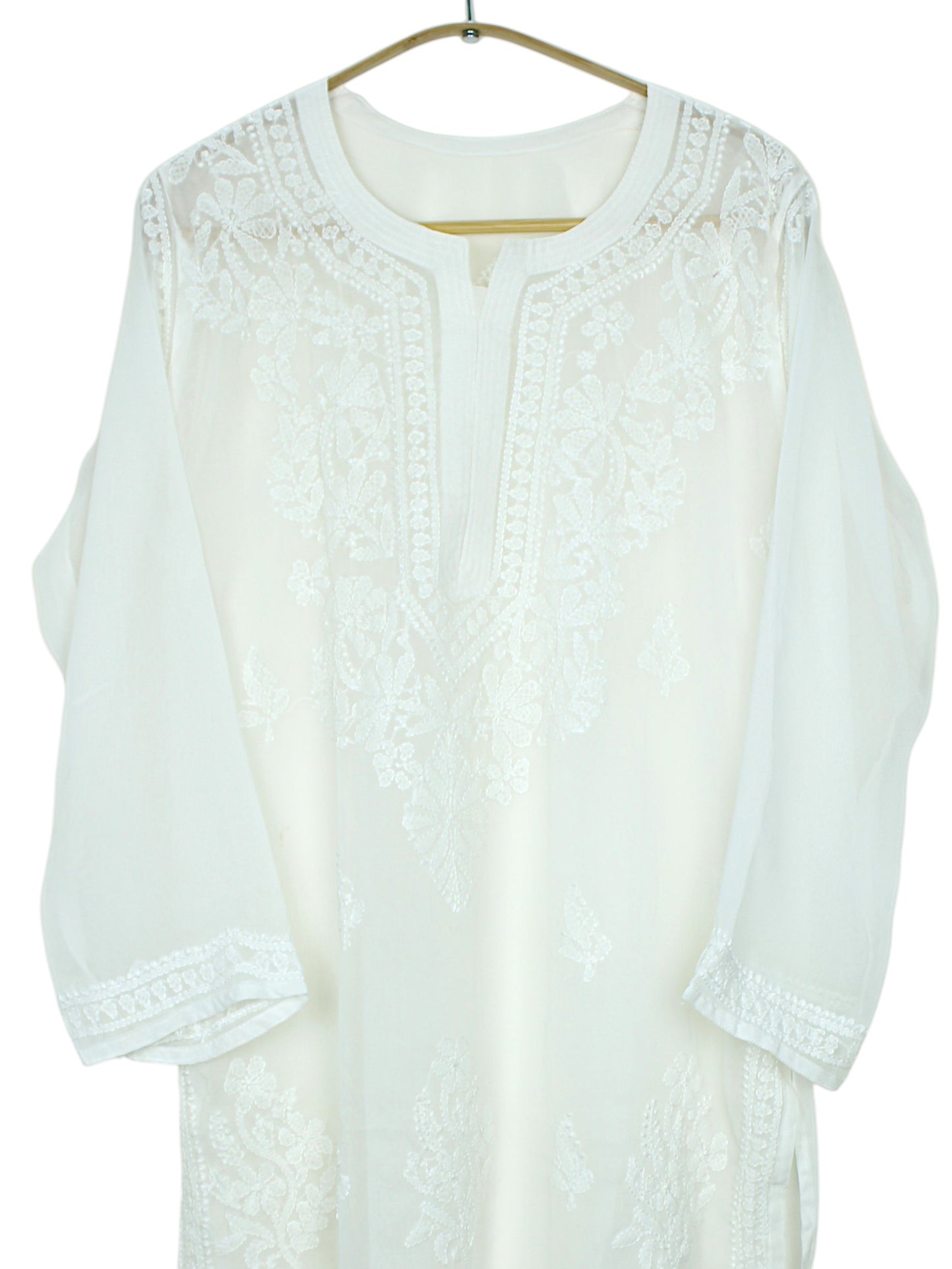 LAYLA WHITE GEORGETTE LONG KURTA