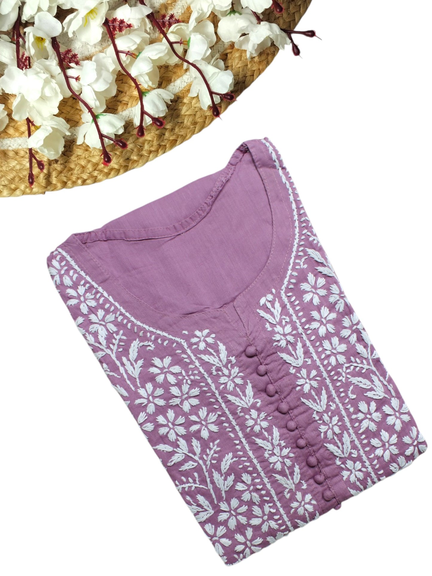 AYAT MAUVE COTTON LONG KURTA