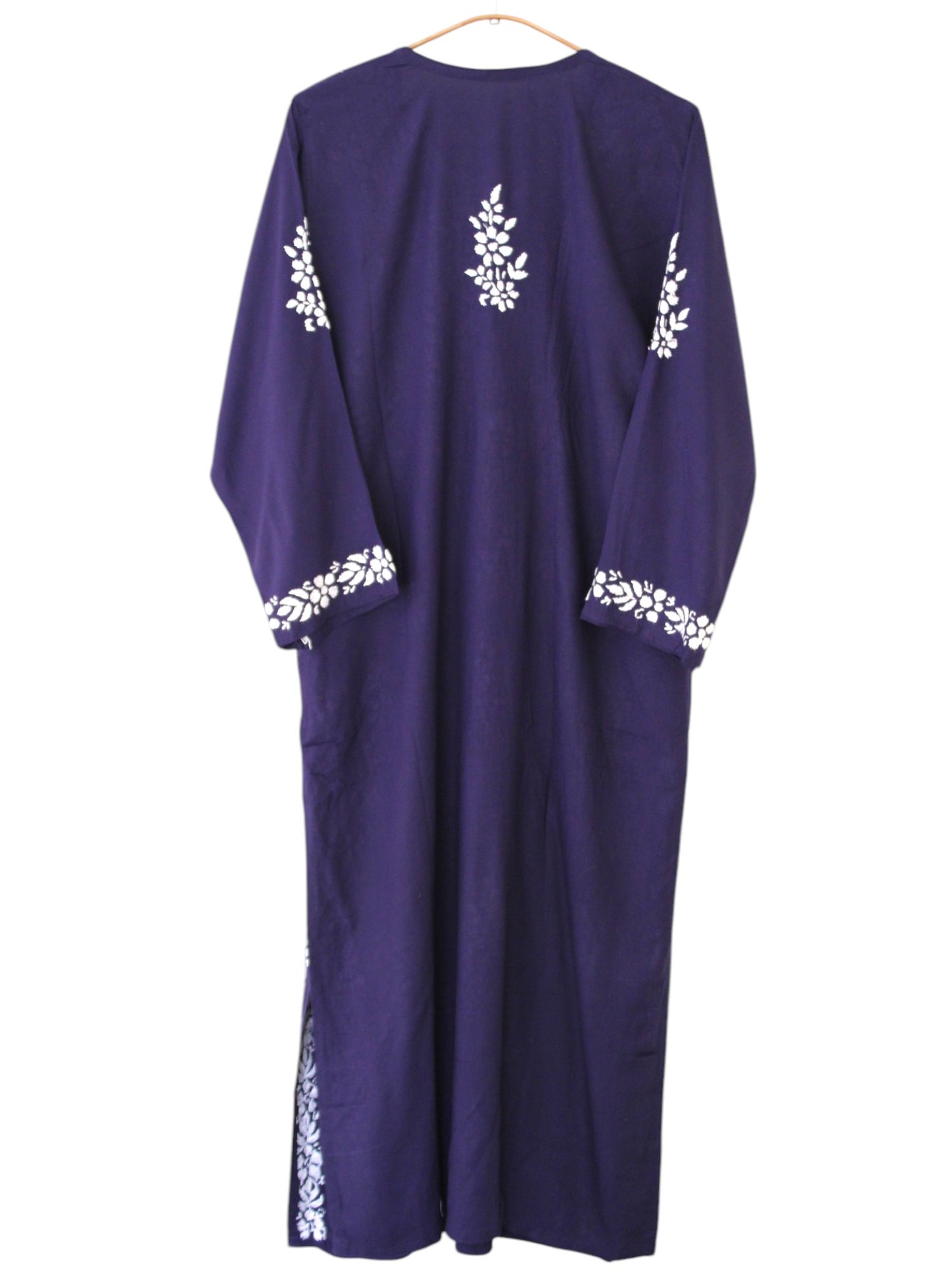 NAVY BLUE LONG RAYON KURTA WITH FLORAL PATTERN