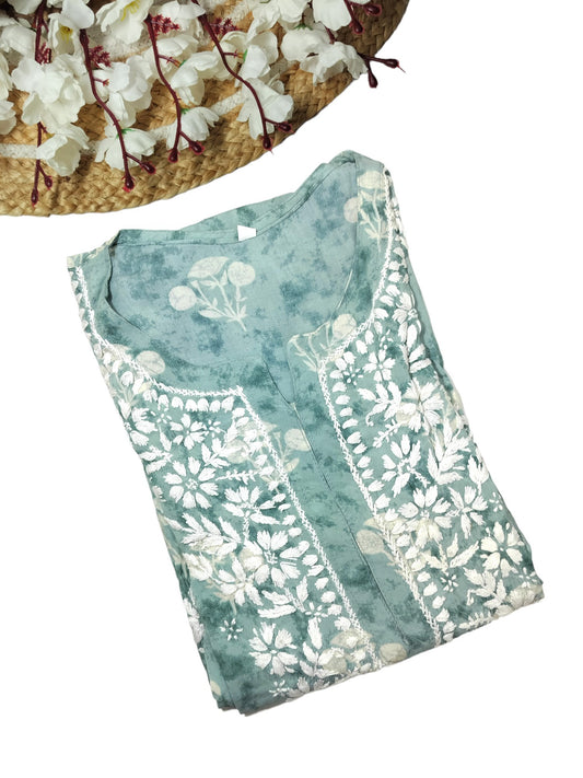 PASTEL BLUE MODAL PRINTED LONG KURTA