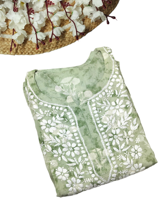 PASTEL GREEN MODAL PRINTED LONG KURTA