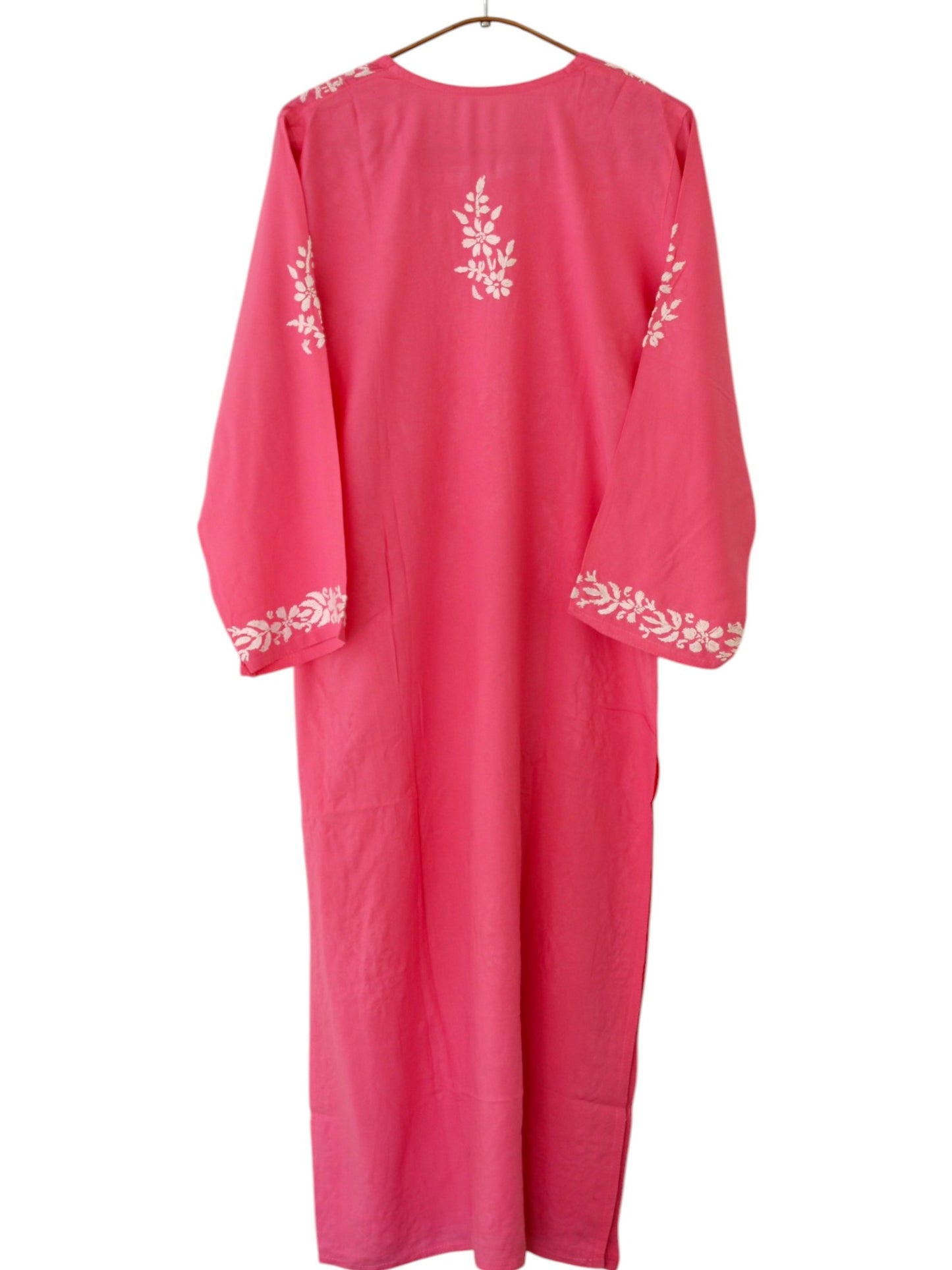 PINK LONG RAYON KURTA WITH FLORAL PATTERN