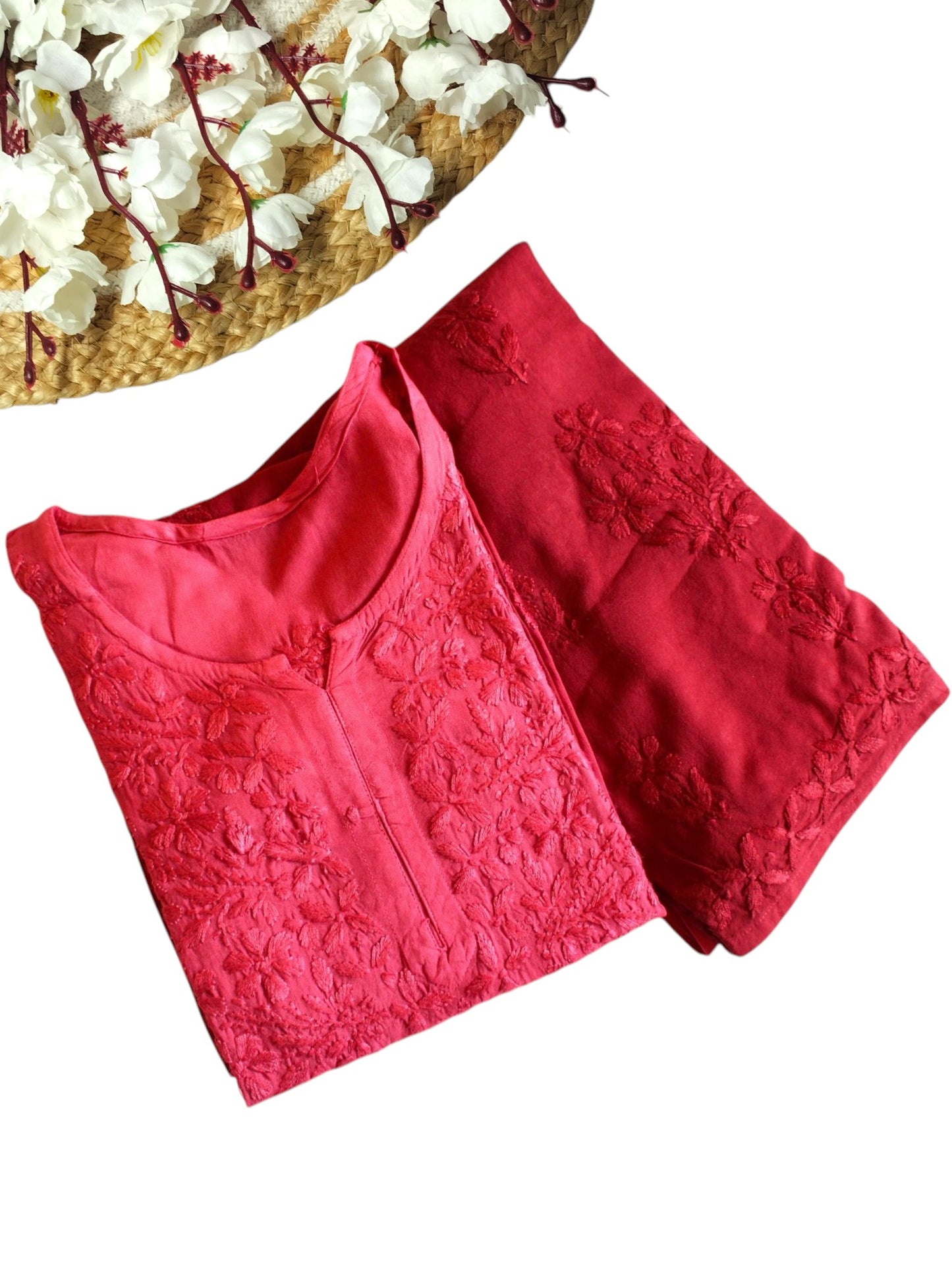 MAROON DUAL SHADE RAYON KURTA PALAZZO SET