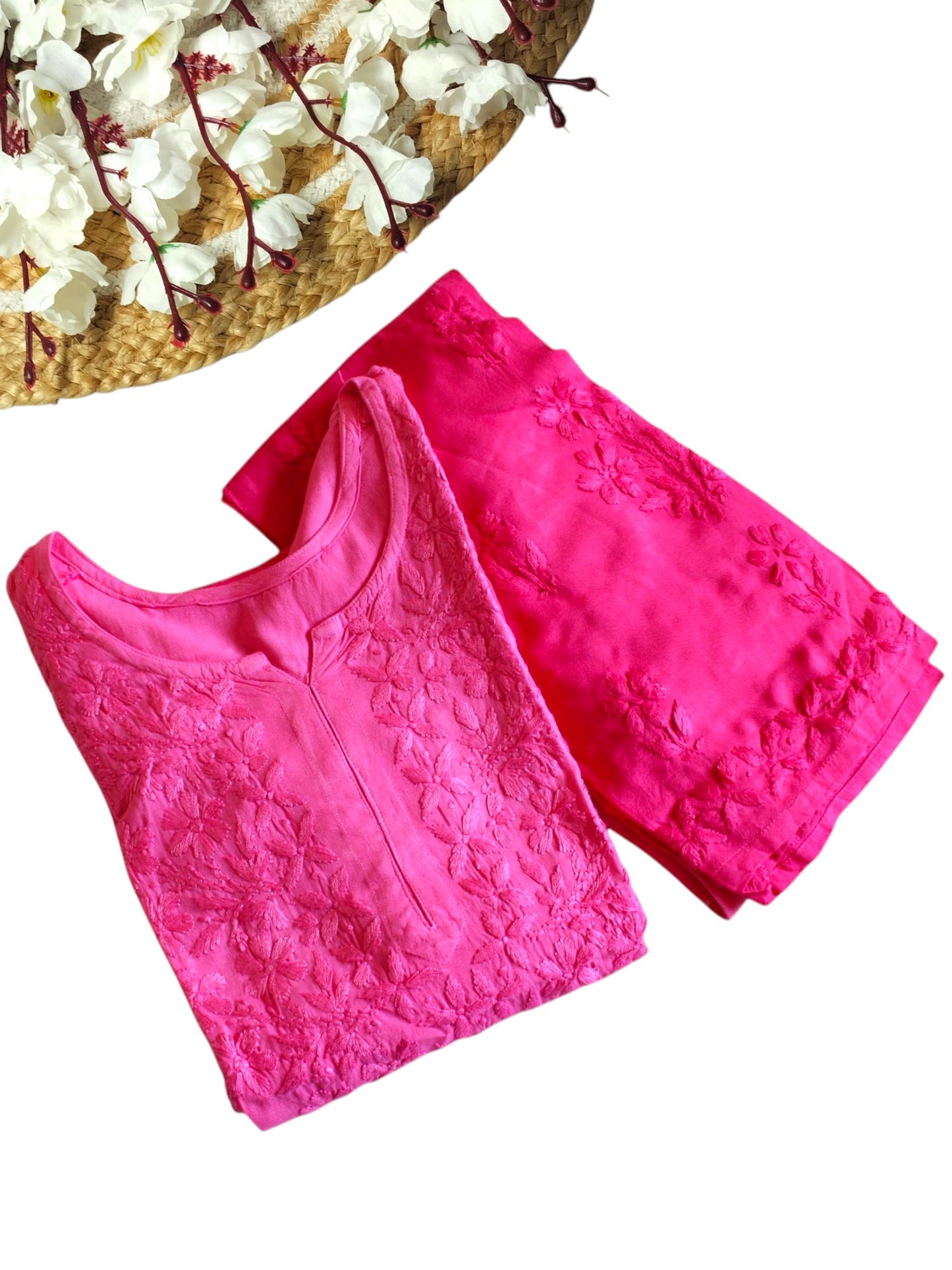 PINK DUAL SHADE RAYON KURTA PALAZZO SET