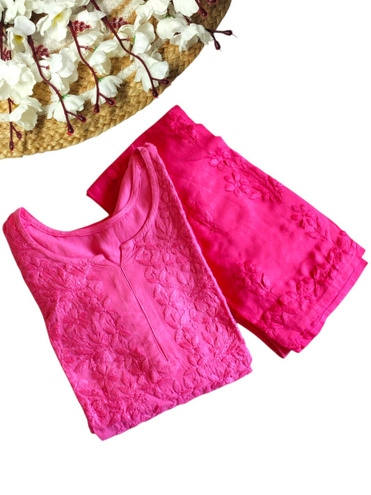 PINK DUAL SHADE RAYON KURTA PALAZZO SET