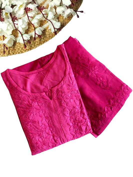 MAGENTA DUAL SHADE RAYON KURTA PALAZZO SET