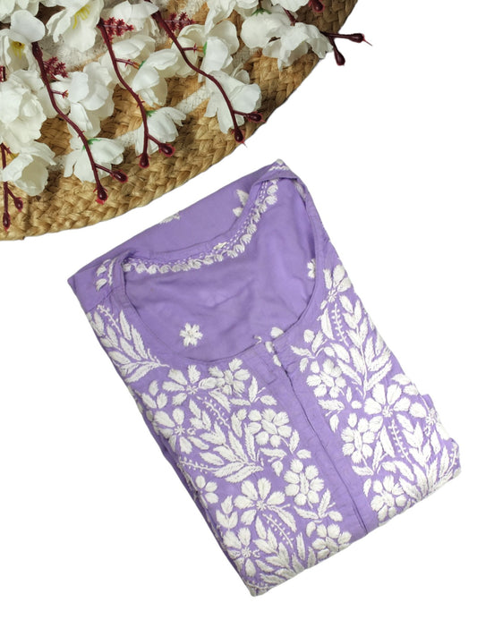 LAVENDAR MODAL LONG KURTA WITH HEAVY CHIKANKARI