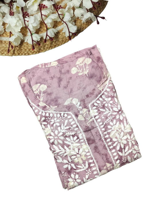DUSTY MAUVE MODAL PRINTED LONG KURTA