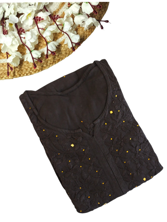 BLACK RAYON MUKAISH LONG KURTA