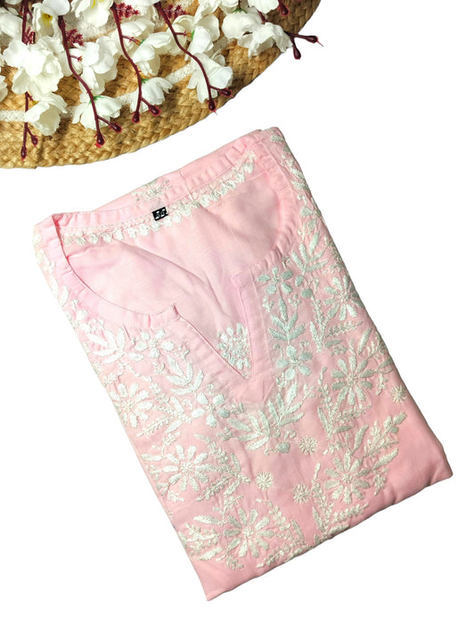 BABY PINK FINE SOFT COTTON LONG KURTA