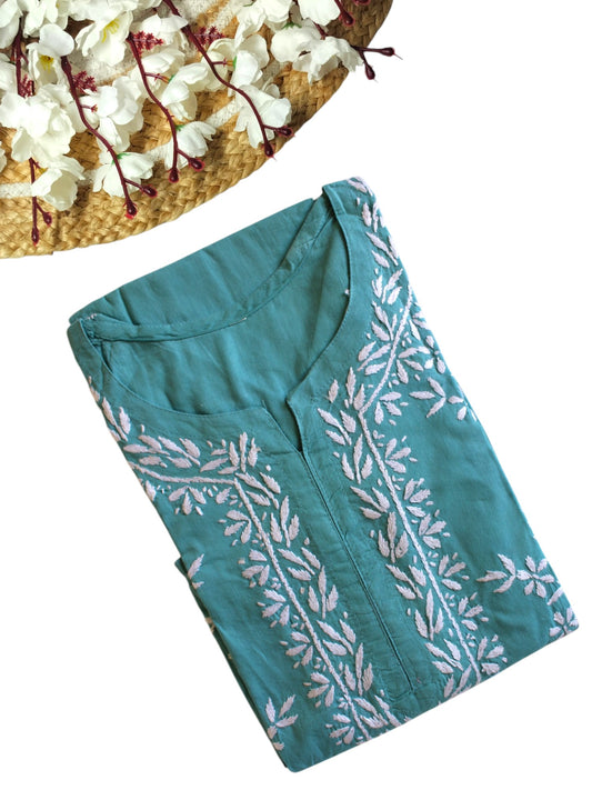 SEA BLUE COTTON LONG KURTA