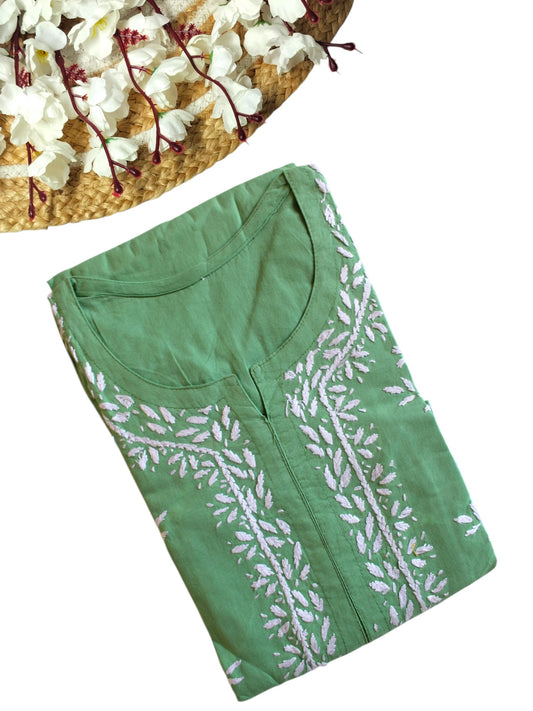 SEA GREEN COTTON LONG KURTA