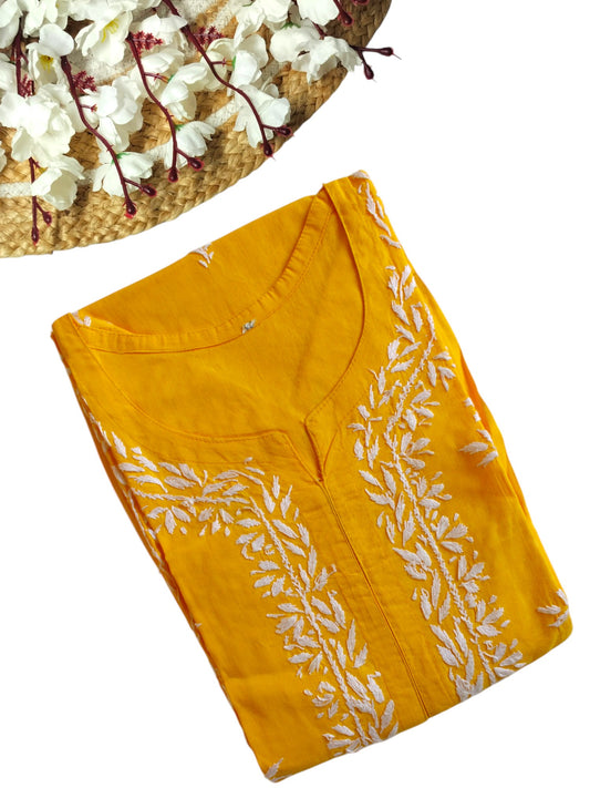 YELLOW COTTON LONG KURTA