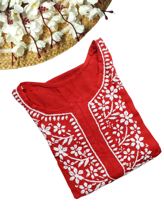 HOOR RED LONG RAYON KURTA