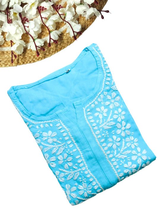 HOOR SKY BLUE LONG RAYON KURTA