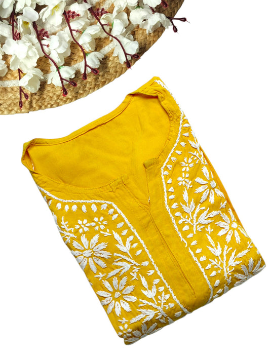 HOOR YELLOW LONG RAYON KURTA