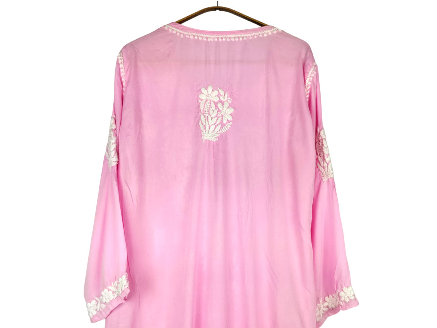 BABY PINK MODAL LONG KURTA WITH HEAVY CHIKANKARI