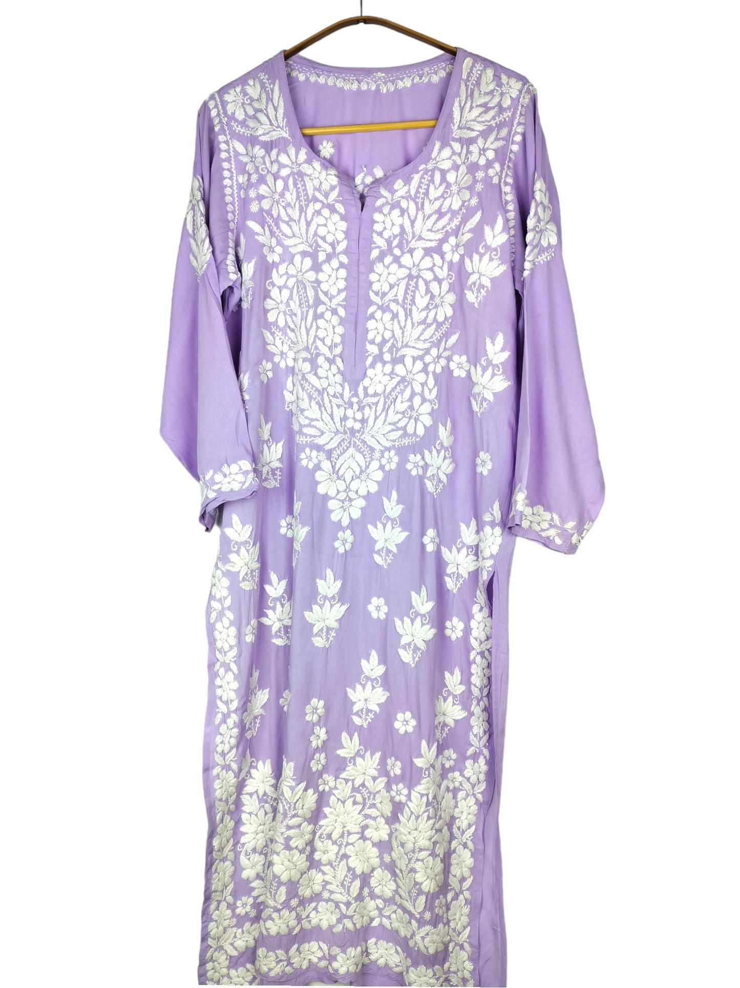 LAVENDAR MODAL LONG KURTA WITH HEAVY CHIKANKARI