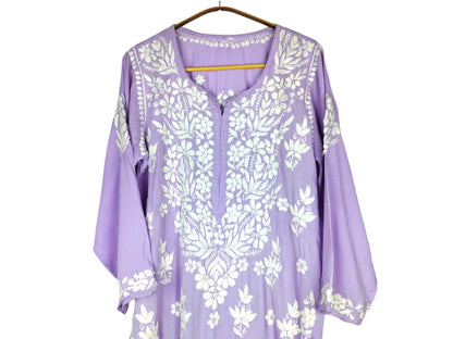 LAVENDAR MODAL LONG KURTA WITH HEAVY CHIKANKARI
