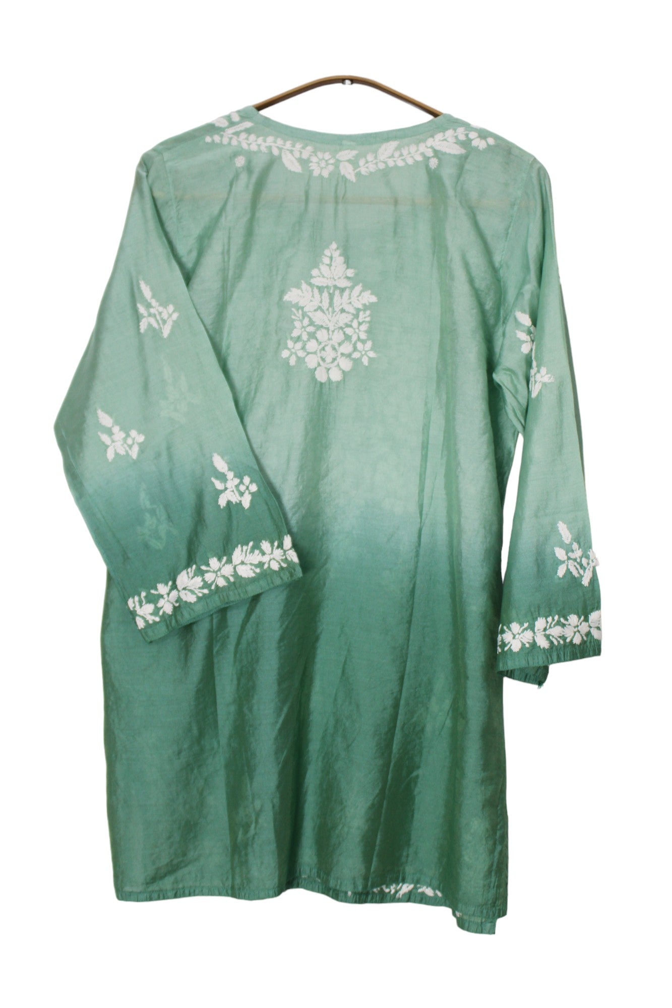 GREEN CHANDERI SILK DUAL SHADE SHORT KURTA