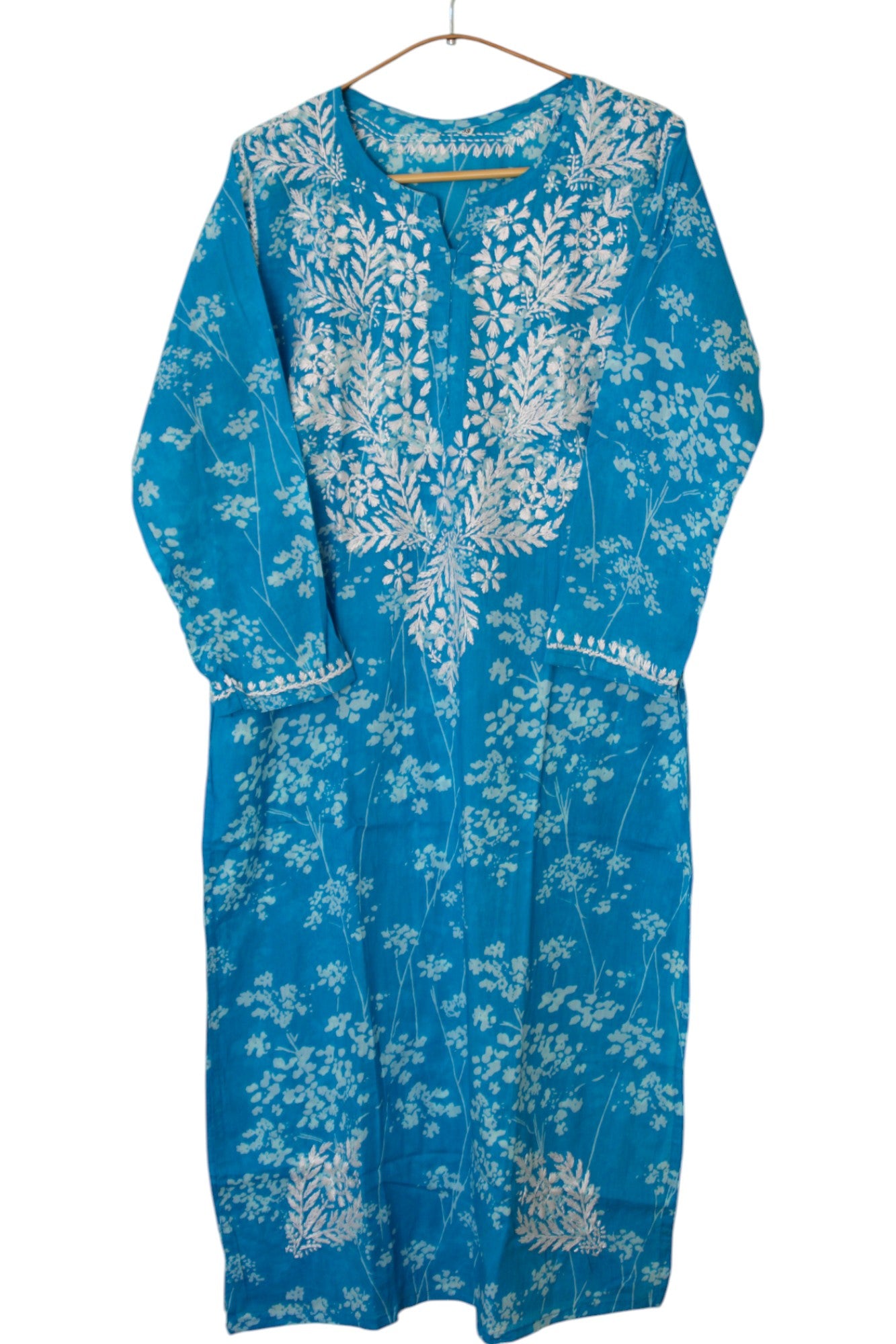 BLUE MULMUL PRINTED LONG KURTA