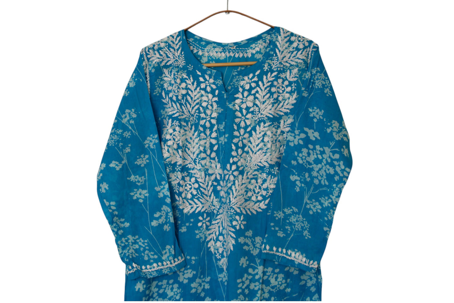BLUE MULMUL PRINTED LONG KURTA