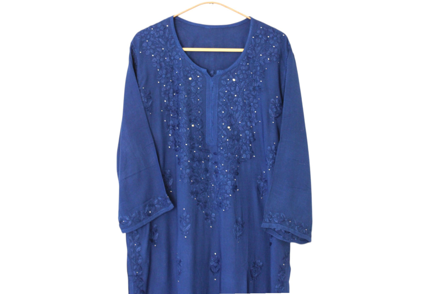 ROYAL BLUE RAYON MUKAISH LONG KURTA