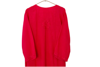 RANI PINK RAYON MUKAISH LONG KURTA