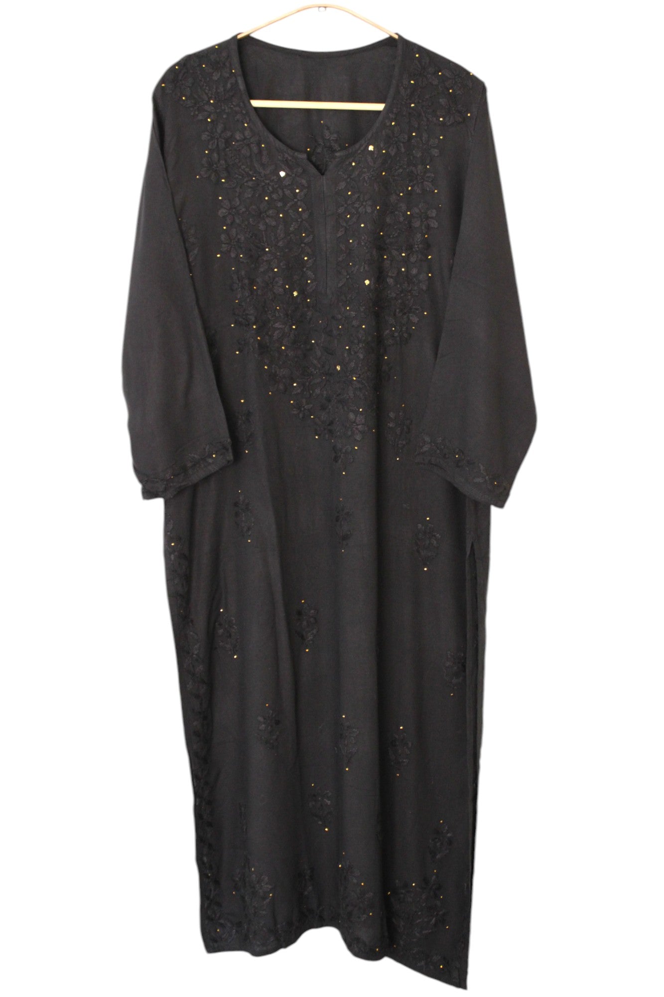 BLACK RAYON MUKAISH LONG KURTA