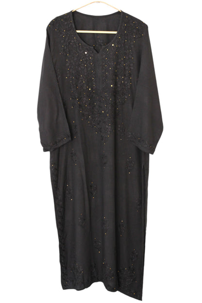 BLACK RAYON MUKAISH LONG KURTA