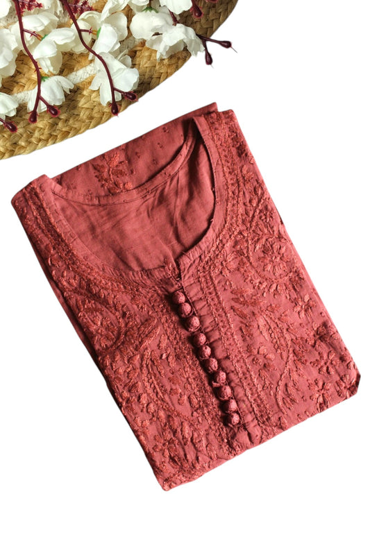 BROWN DOBBY COTTON LONG KURTA