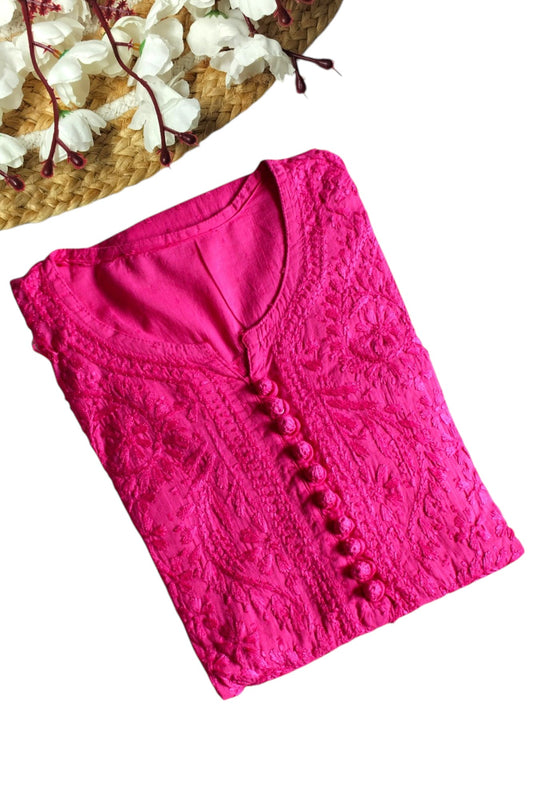 PINK DOBBY COTTON LONG KURTA