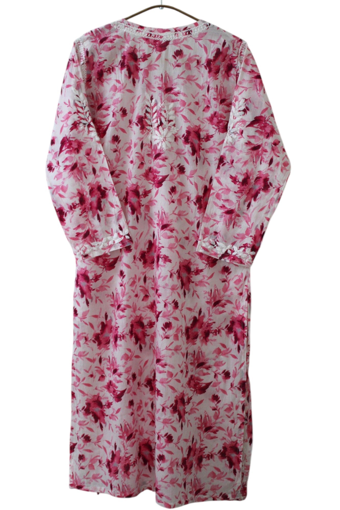 PINK MULMUL PRINTED LONG KURTA