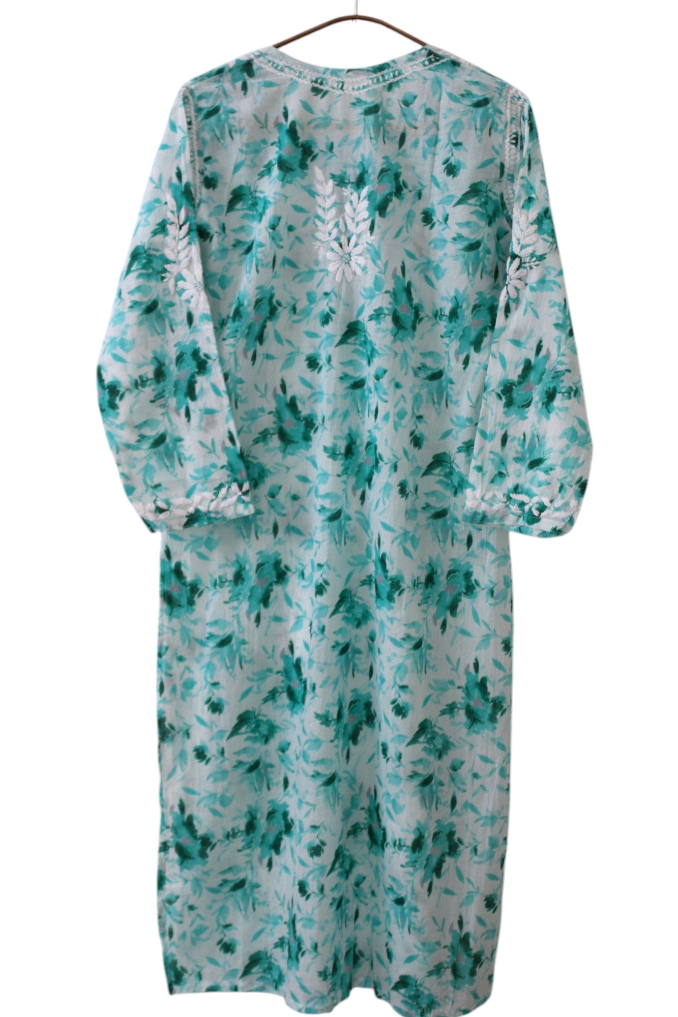 MINT GREEN MULMUL PRINTED LONG KURTA