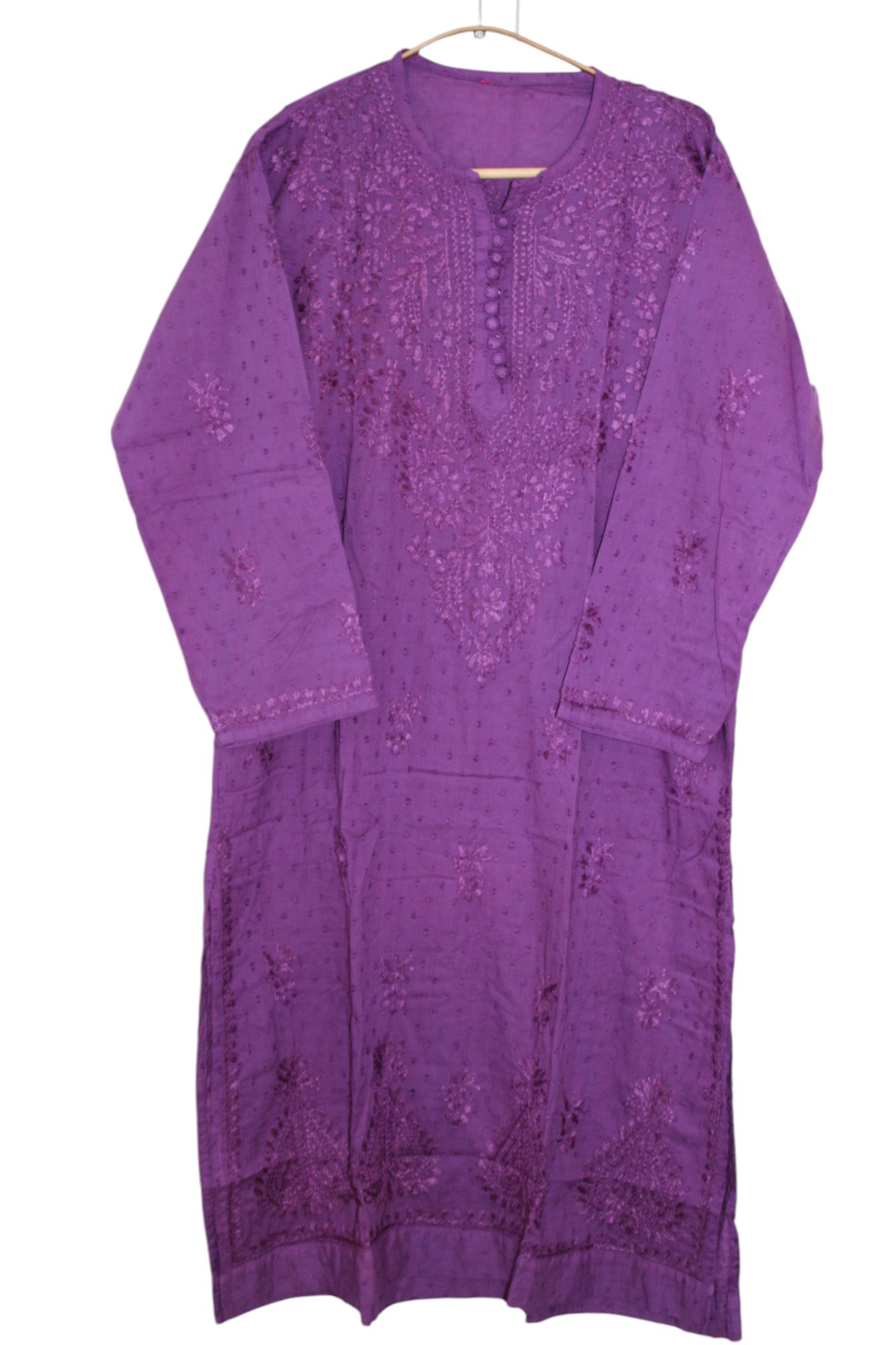 PURPLE DOBBY COTTON LONG KURTA