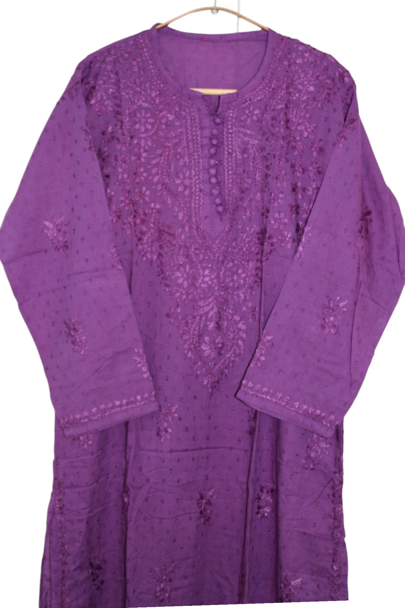 PURPLE DOBBY COTTON LONG KURTA