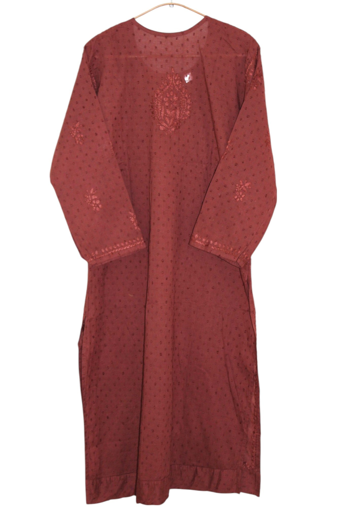 BROWN DOBBY COTTON LONG KURTA