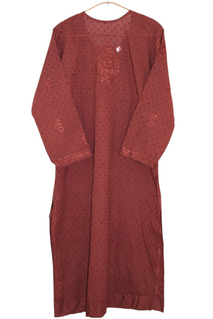 BROWN DOBBY COTTON LONG KURTA